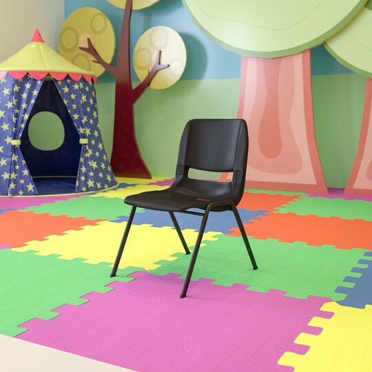 Emma and Oliver; Emma and Oliver Ergonomic Kid's Shell Stack Chair - 14" Seat Daycare Home School; Category:Chairs and Seating; Image:1